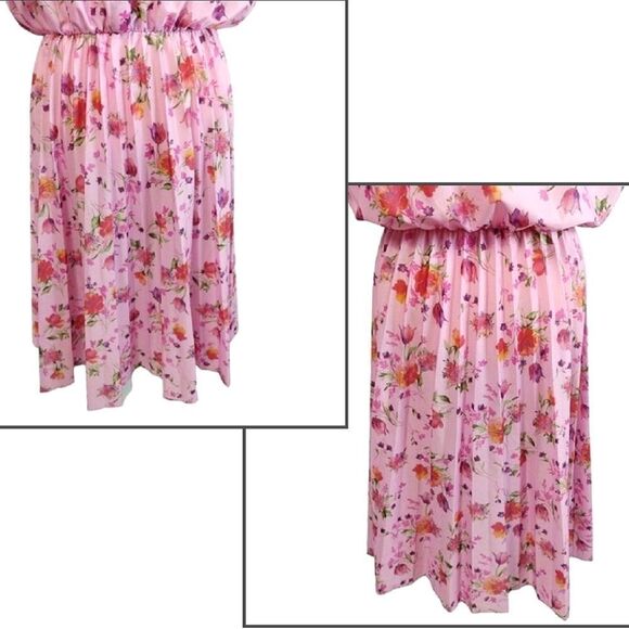 VTG 80s Pink Floral Short Sleeve Buttoned Midi Dress Size 20P *Fits like Large - Picture 10 of 16